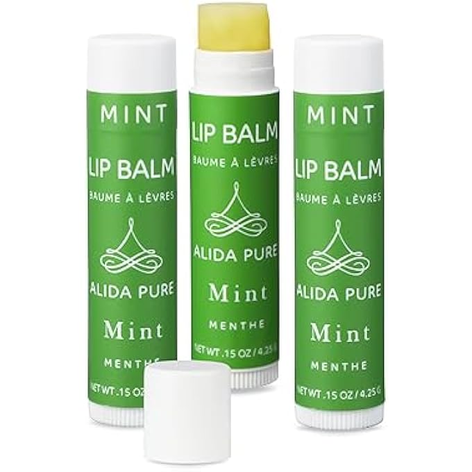 ALIDA PURE ALIDA MINT LIP BALM COLLECTION, VEGAN LIP BALM, BEESWAX FREE, WITH AVOCADO OIL, ORGANIC JOJOBA OIL, AND VITAMIN E, FOR DRY, CHAPPED, OR CRACKED LIPS, 3 TUBE SET - Image 1